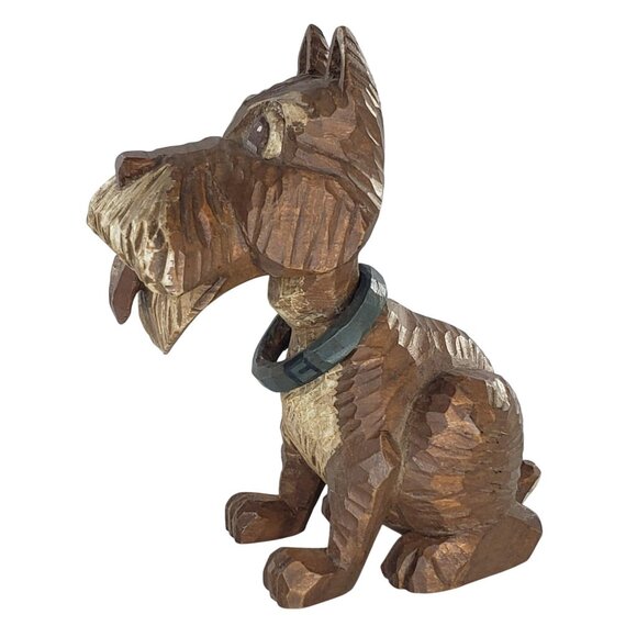 Arthur Shoemaker Dog Terrier Wood Carved Miniature Animal Folk Art Vintage 1972 - Picture 3 of 8